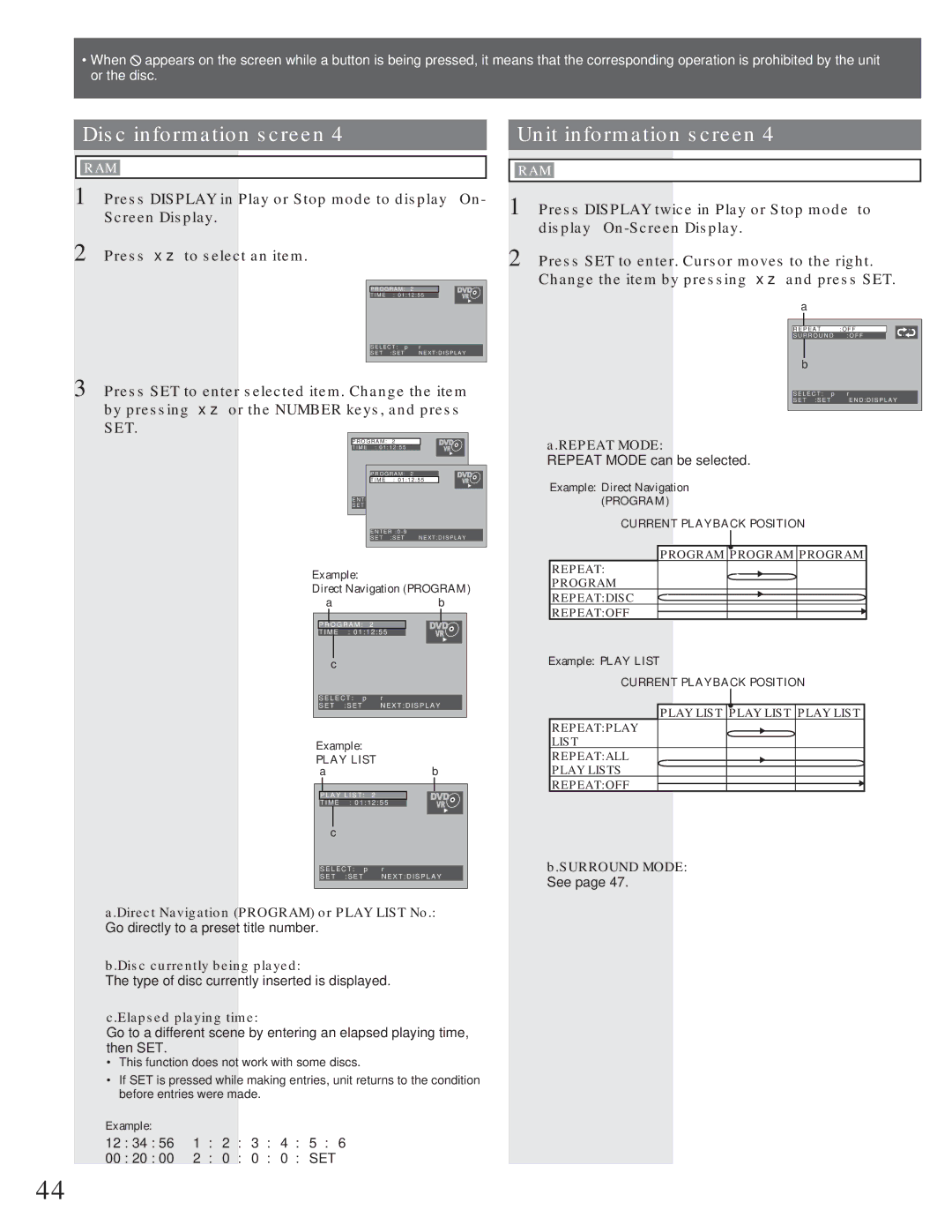 Panasonic AG-520VDH manual By pressing Ÿź or the Number keys, and press, Direct Navigation Program or Play List No 