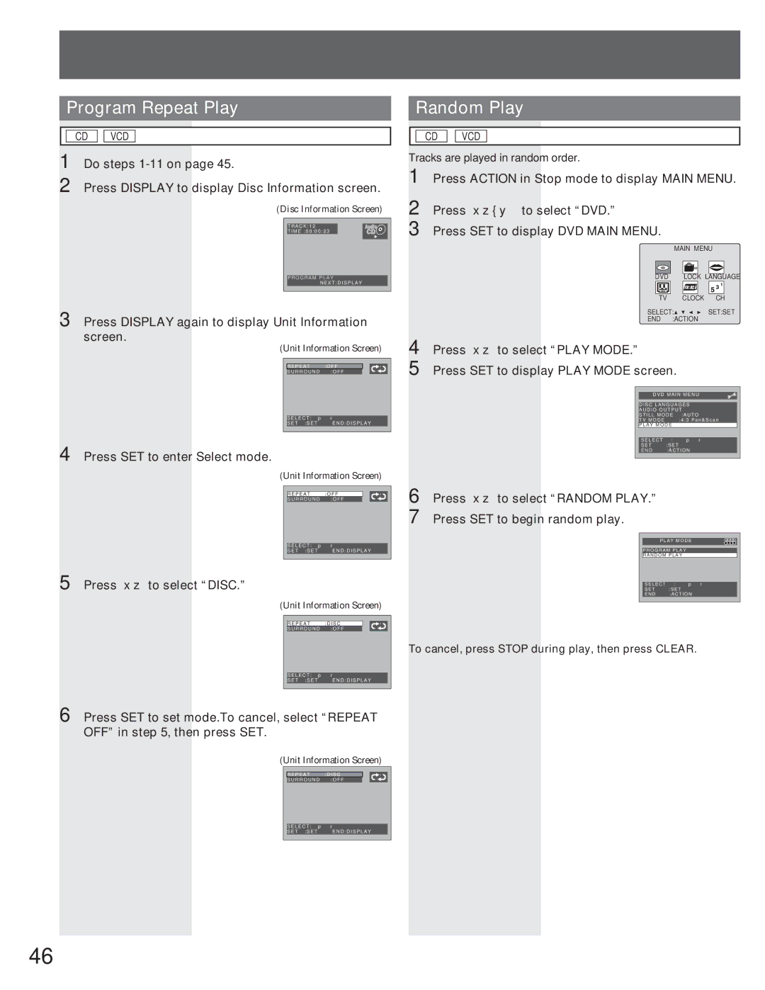 Panasonic AG-520VDH manual Play Random Play 