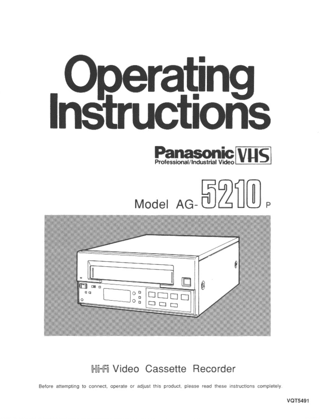 Panasonic AG-5210 manual 