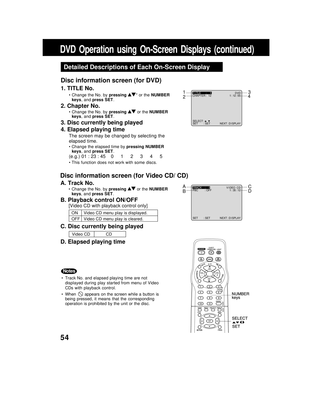 Panasonic AG 527DVDE manual Detailed Descriptions of Each On-Screen Display, Disc information screen for DVD 