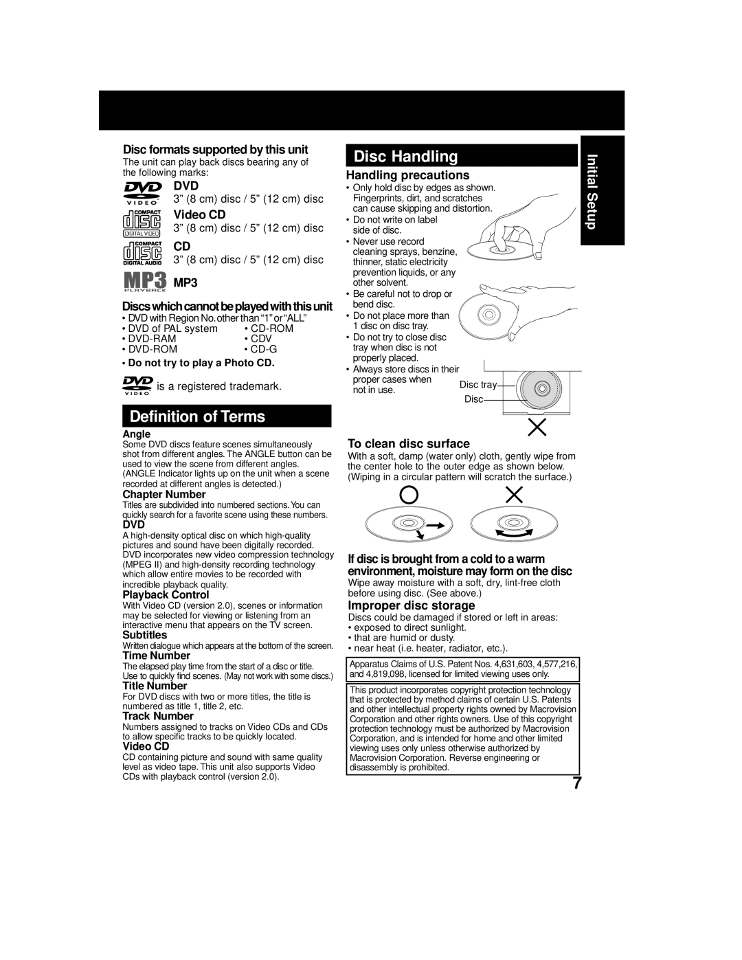 Panasonic AG 527DVDE manual Disc formats supported by this unit, Video CD 