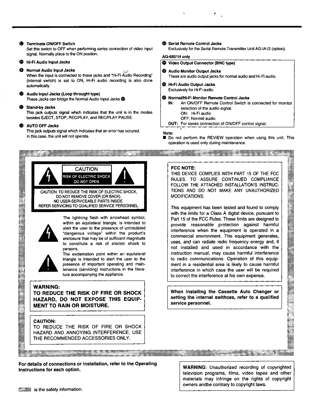 Panasonic AG-6841Hp, AG-6851Hp manual 