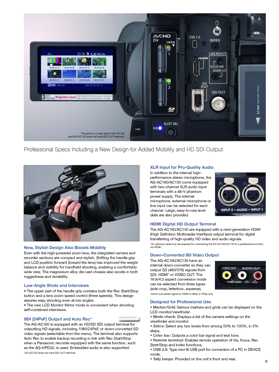 Panasonic AG-AC160 XLR Input for Pro-Quality Audio, Hdmi Digital HD Output Terminal, Low-Angle Shots and Interviews 