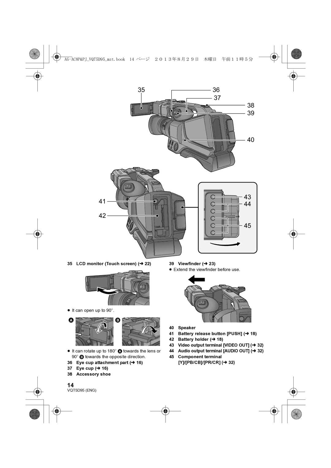 Panasonic AG-AC8P operating instructions  , LCD monitor Touch screen l 