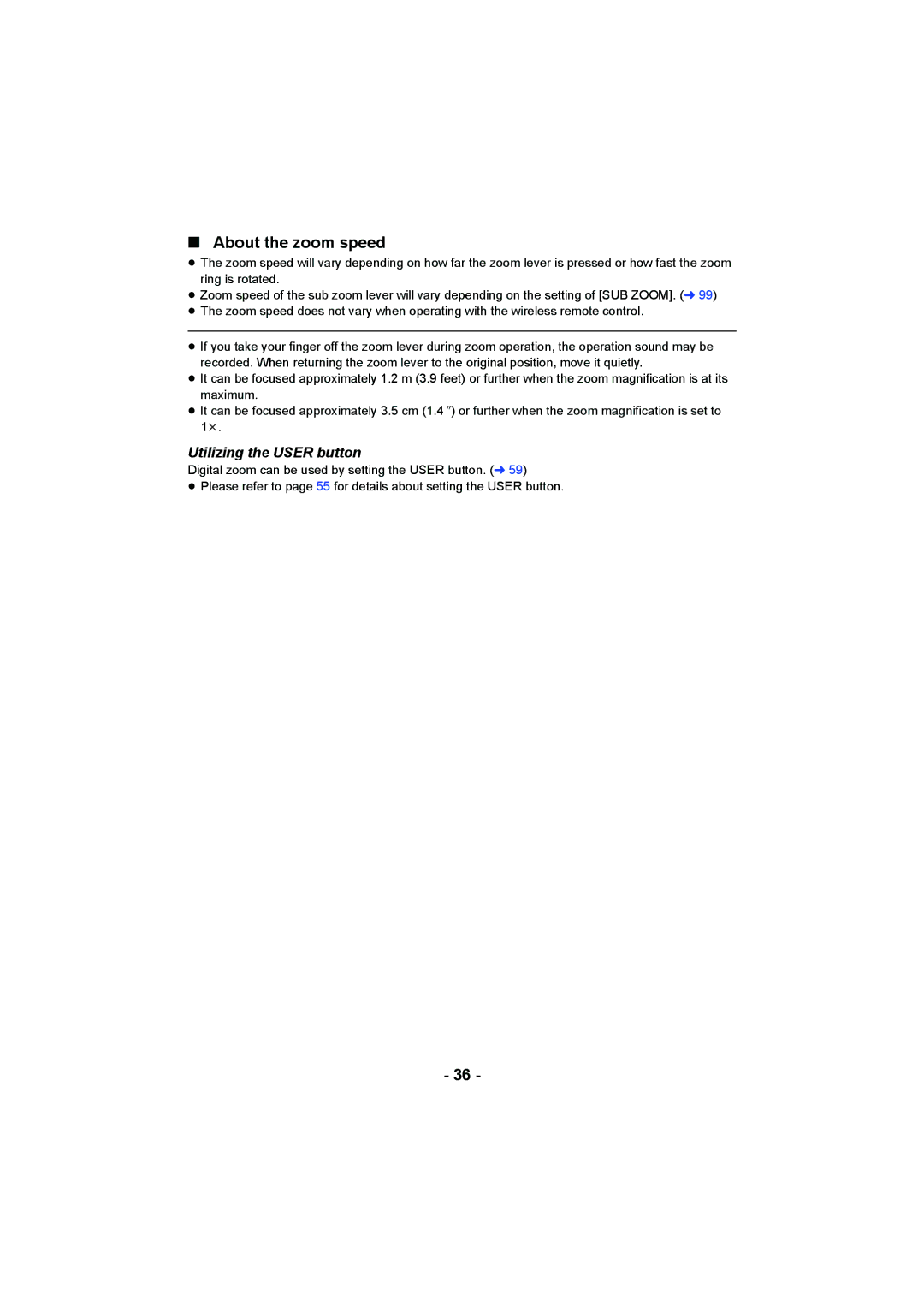 Panasonic AG-AC90PX, AG-AC90PJ operating instructions About the zoom speed, Utilizing the User button 