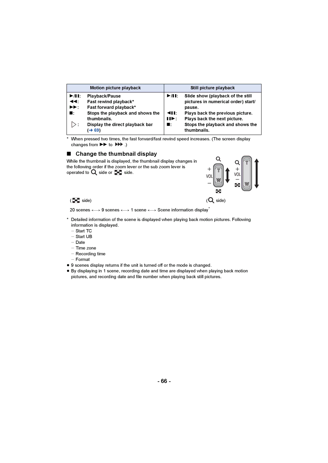 Panasonic AG-AC90PX, AG-AC90PJ operating instructions Change the thumbnail display 