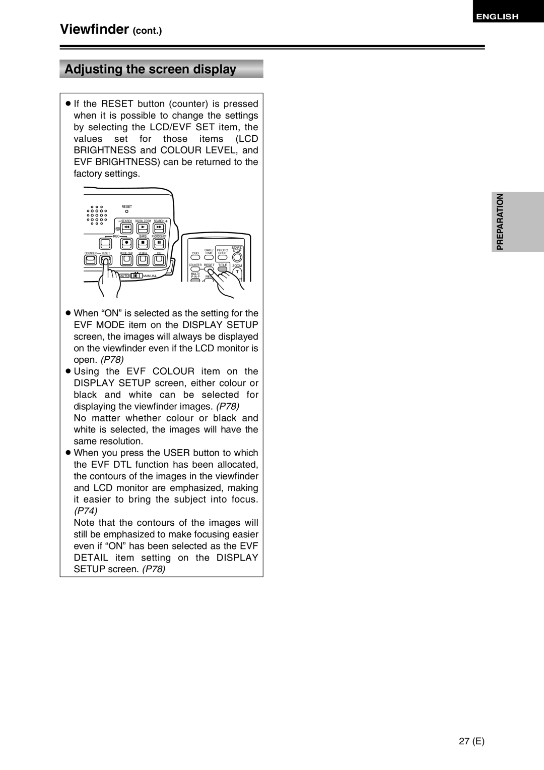 Panasonic AG-DVC30 specifications 27 E 