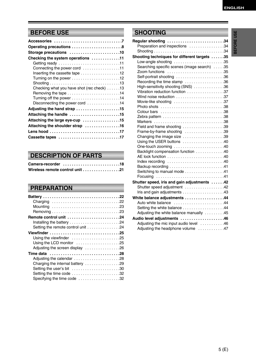 Panasonic AG-DVC30 specifications Contents 