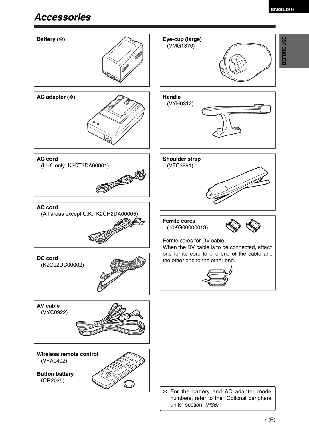 Panasonic AG-DVC30 specifications Accessories 