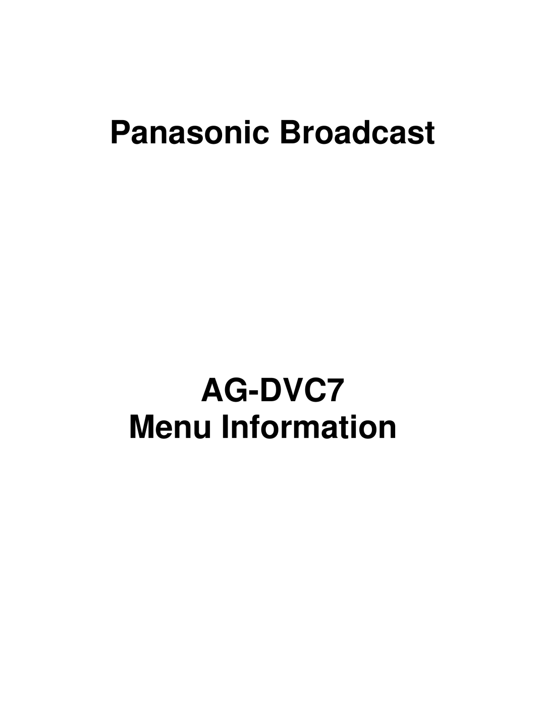 Panasonic AG-DVC7 manual 