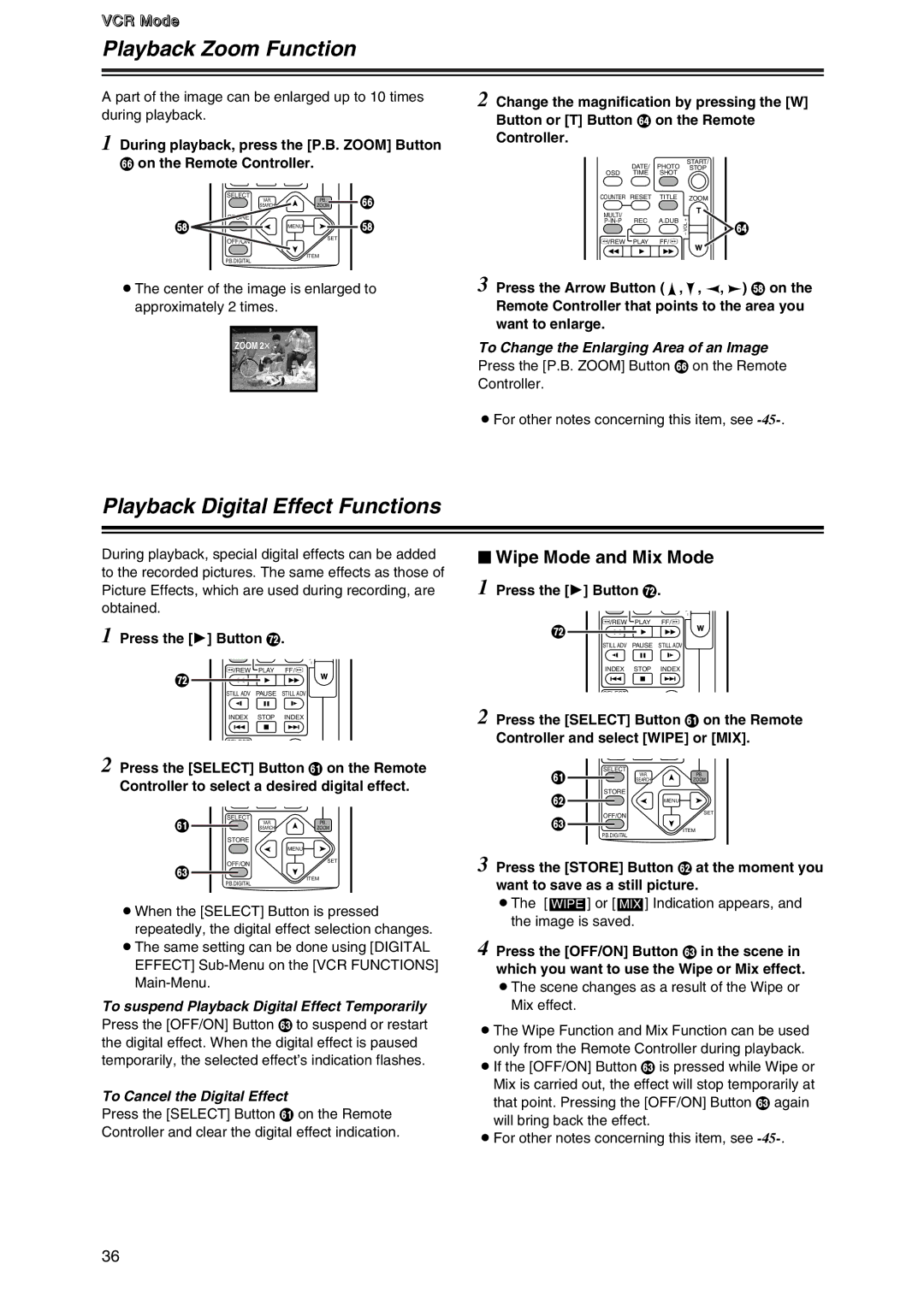 Panasonic AG-DVC7 Playback Zoom Function, Playback Digital Effect Functions, To Change the Enlarging Area of an Image 