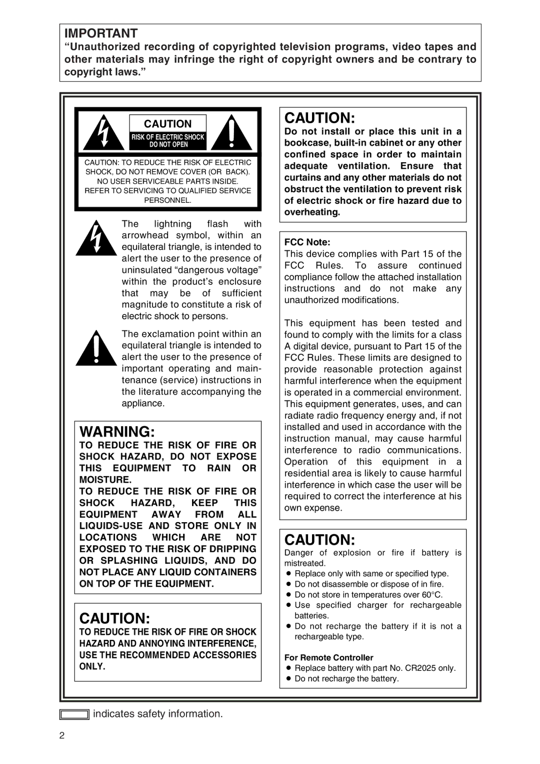 Panasonic AG-DVC7P manual For Remote Controller 