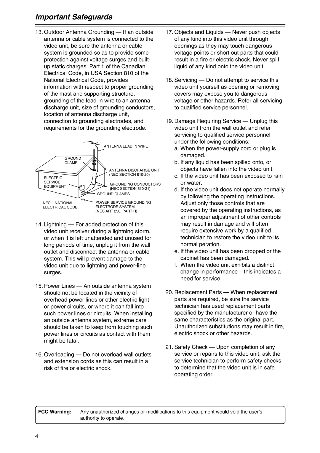 Panasonic AG-DVC7P manual Antenna Lead in Wire 