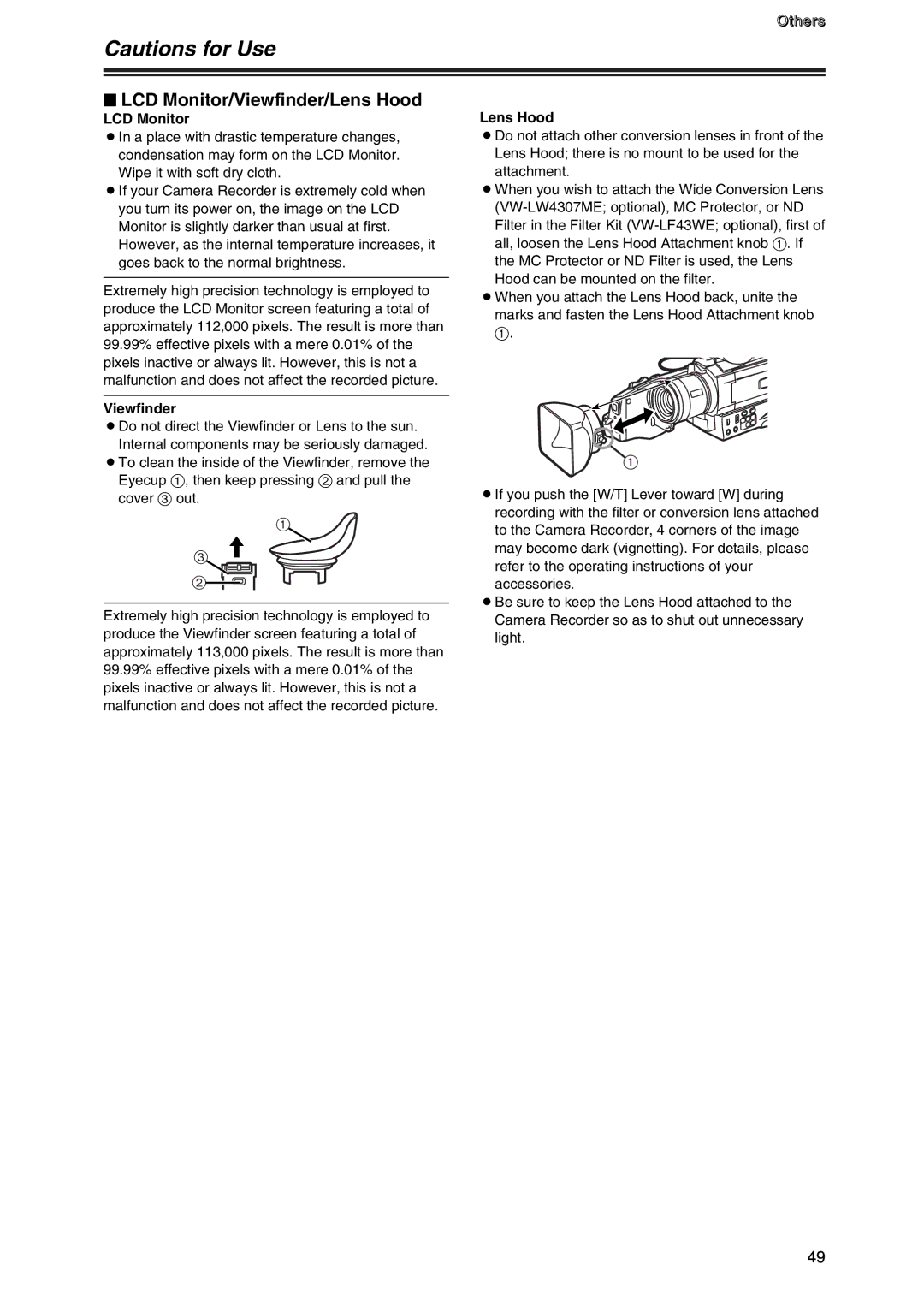 Panasonic AG-DVC7P manual $ LCD Monitor/Viewfinder/Lens Hood 