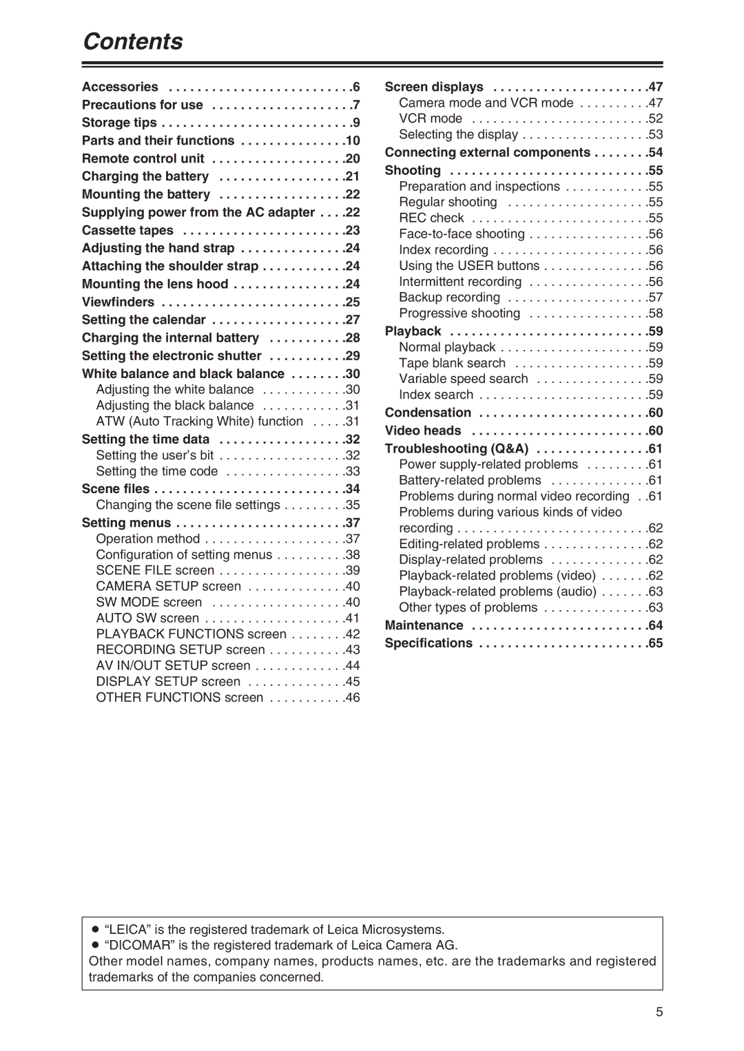 Panasonic AG-DVX100 P manual Contents 