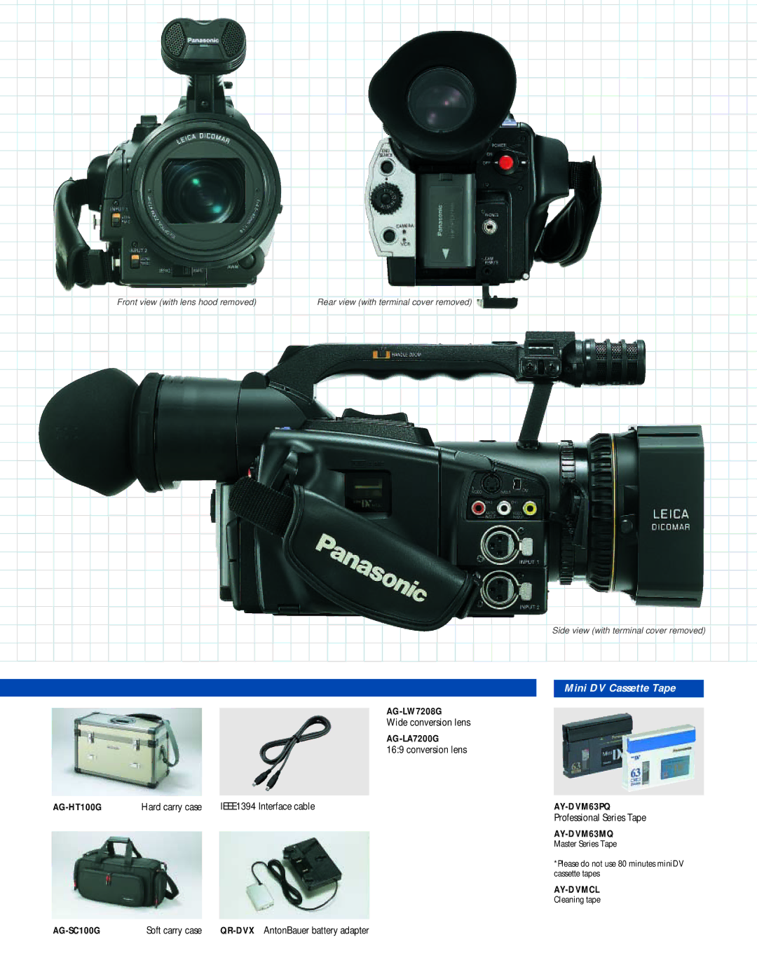 Panasonic AG-DVX100 manual Mini DV Cassette Tape 