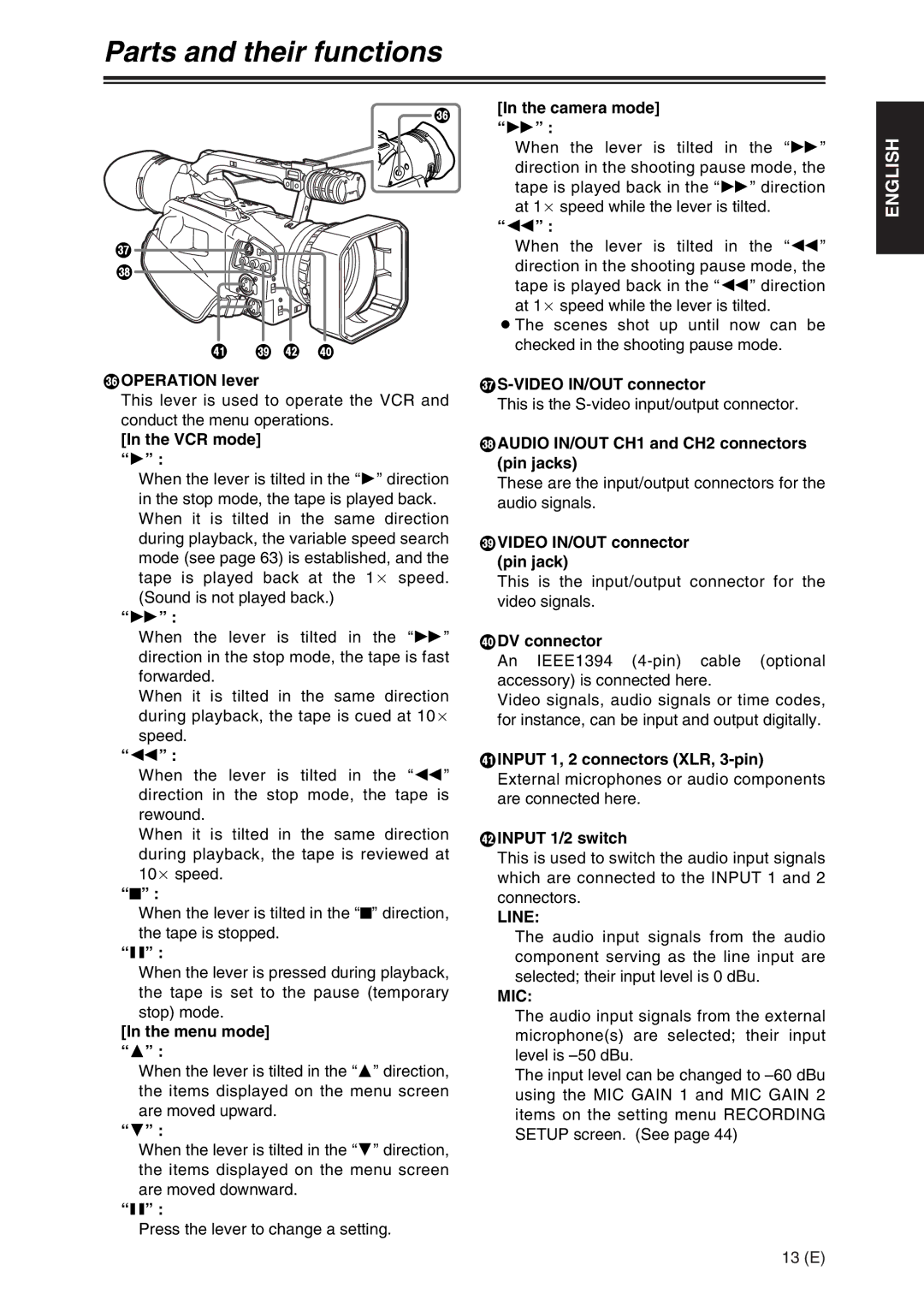 Panasonic AG-DVX100A manual Line, Mic 