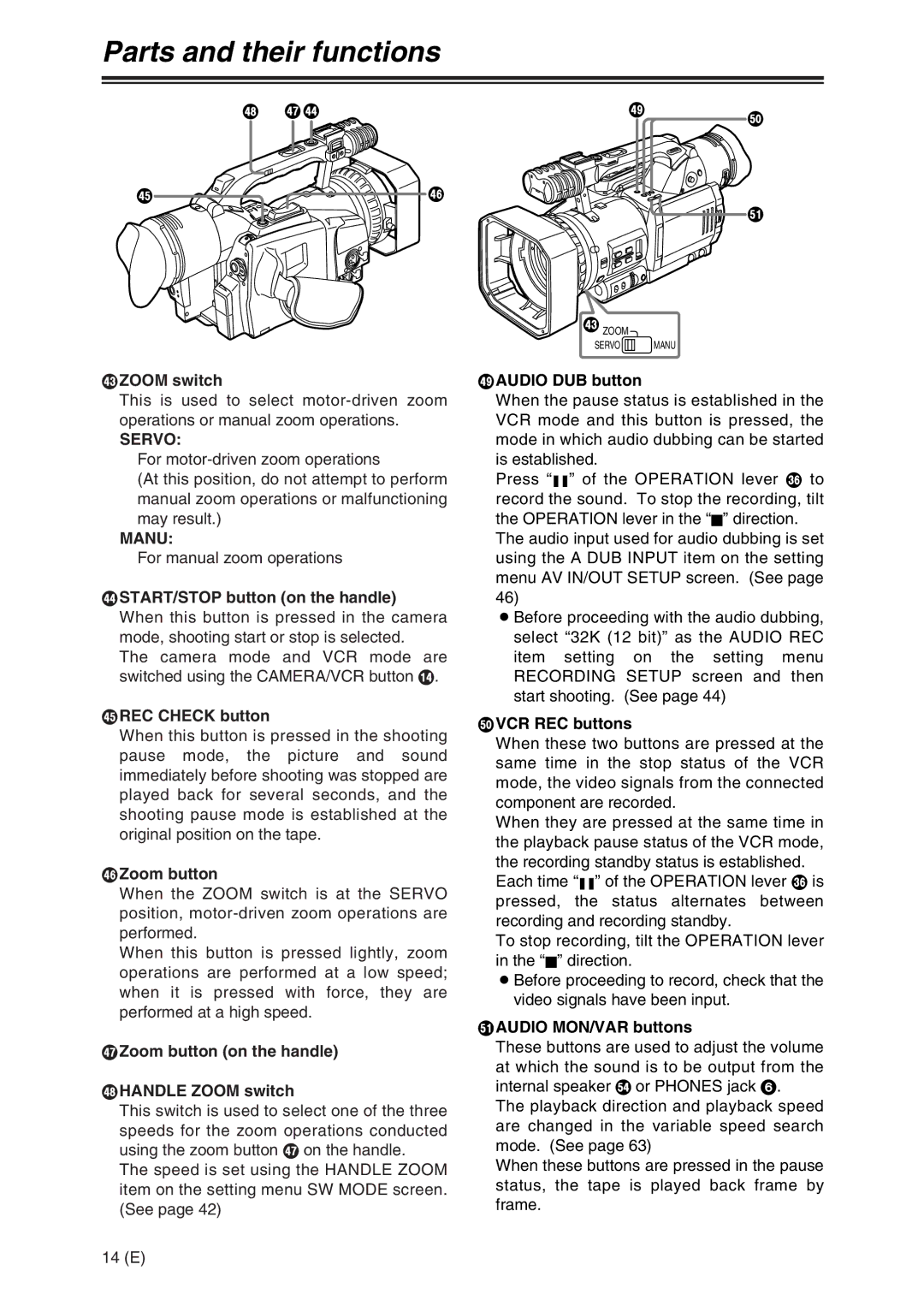 Panasonic AG-DVX100A manual Servo, Manu 