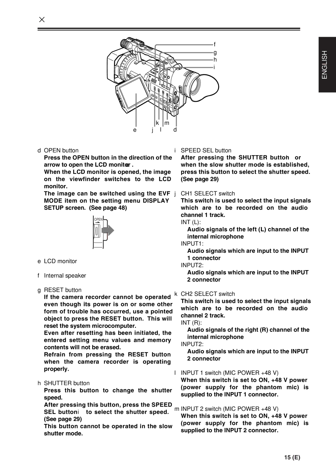 Panasonic AG-DVX100A manual INPUT1, INPUT2 