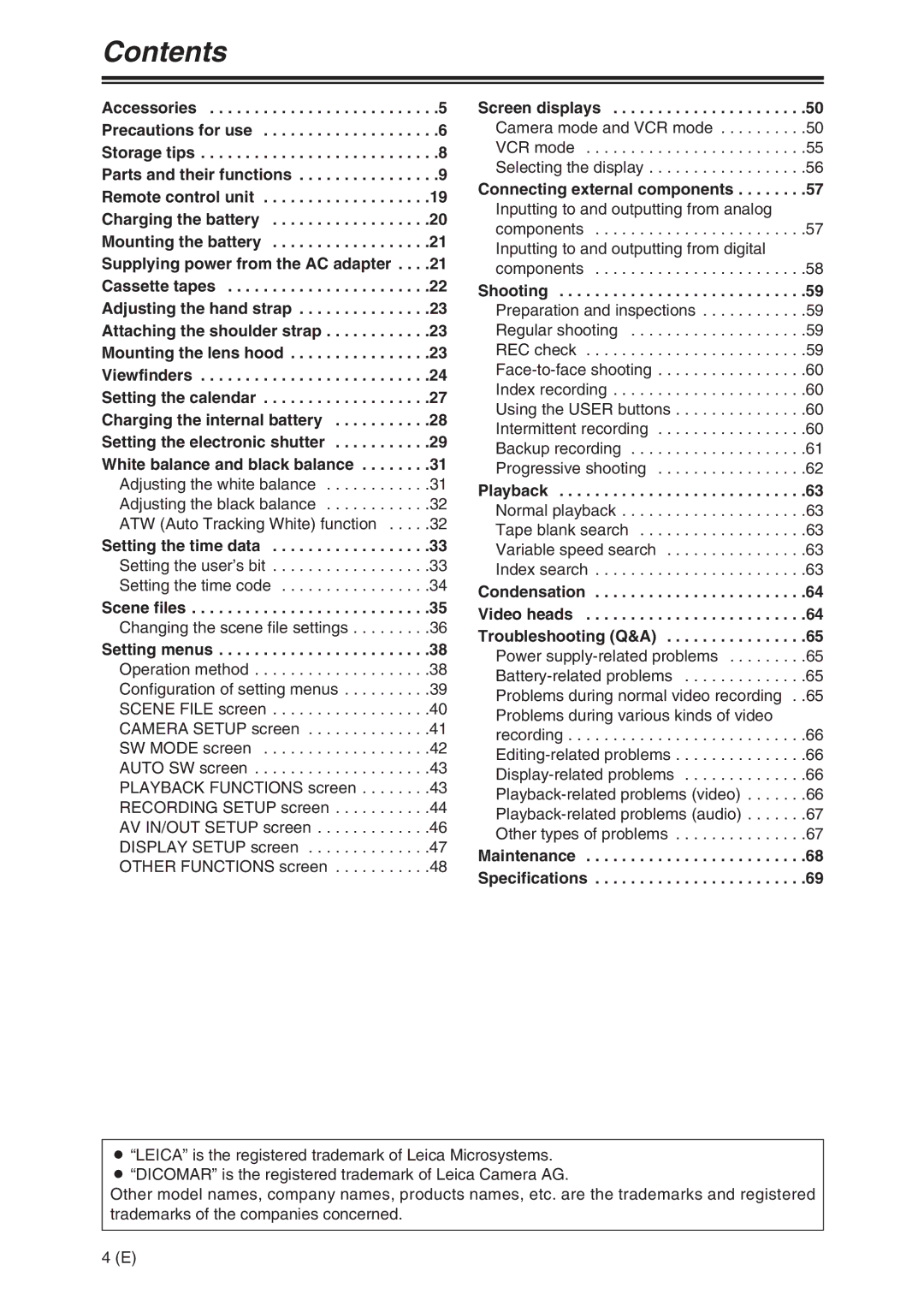 Panasonic AG-DVX100A manual Contents 