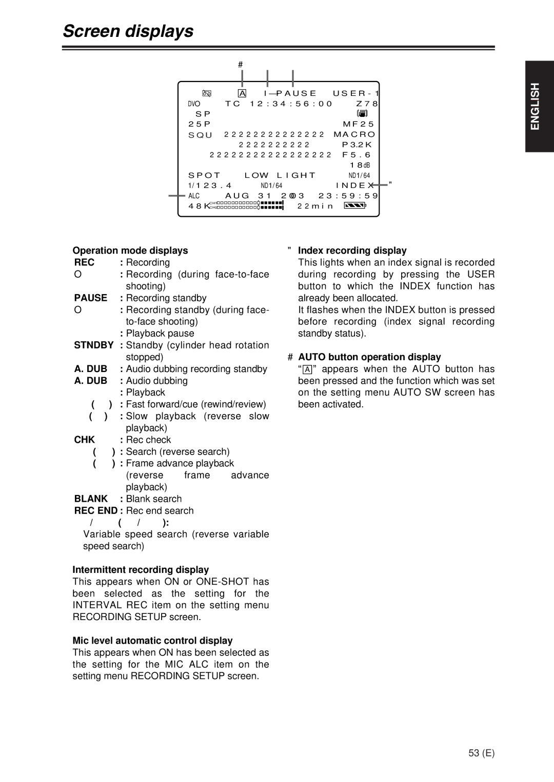 Panasonic AG-DVX100A manual Chk 