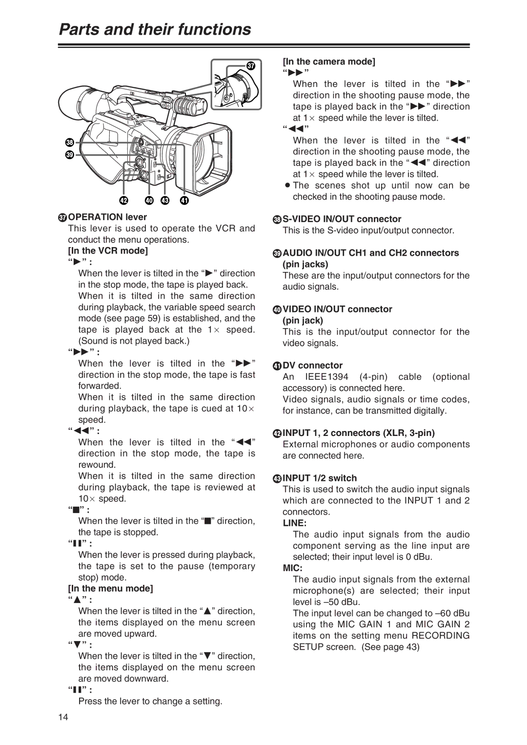 Panasonic AG-DVX100P manual Line, Mic 