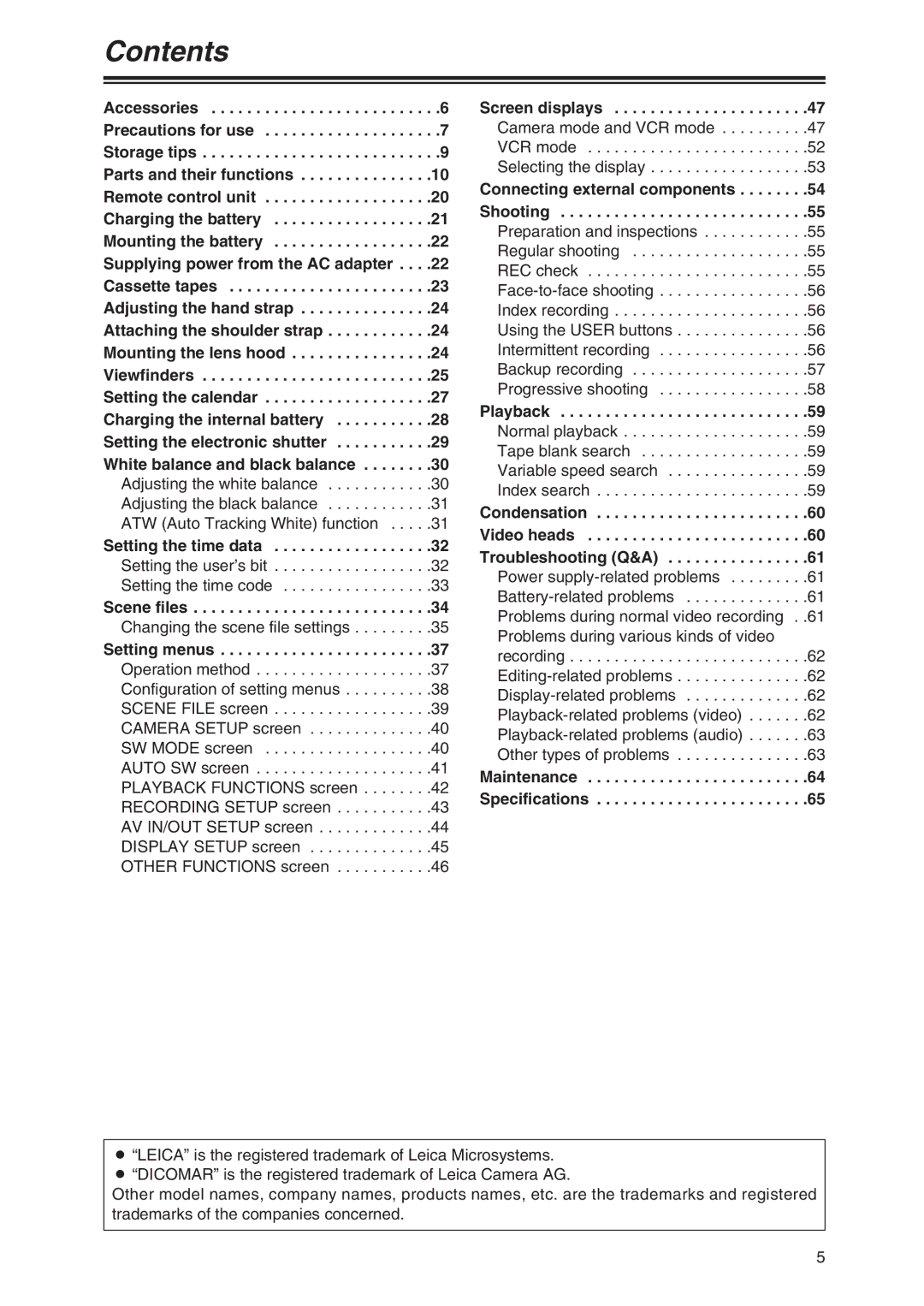 Panasonic AG-DVX100P manual Contents 