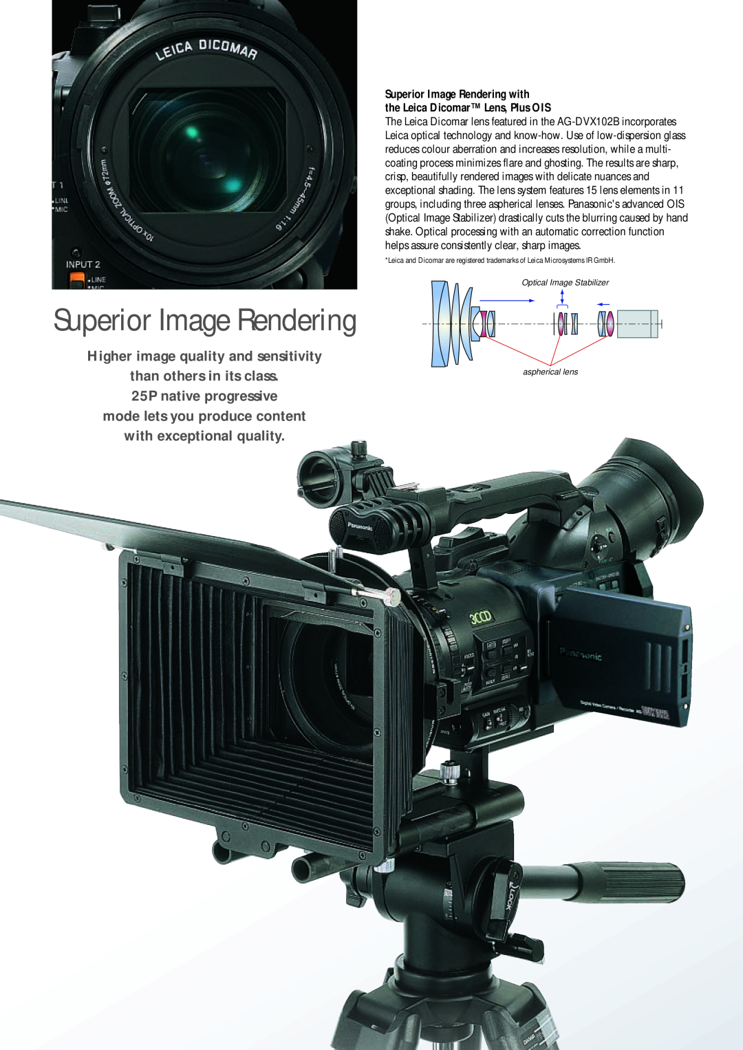 Panasonic AG-DVX102B manual Higher image quality and sensitivity than others in its class, with exceptional quality 
