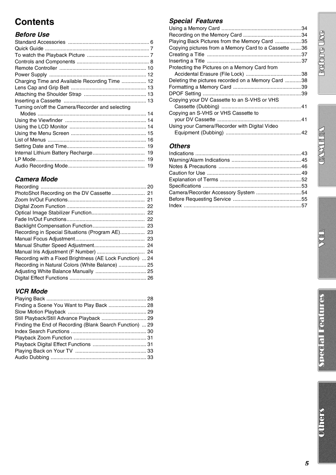 Panasonic AG-EZ50UP operating instructions Contents 