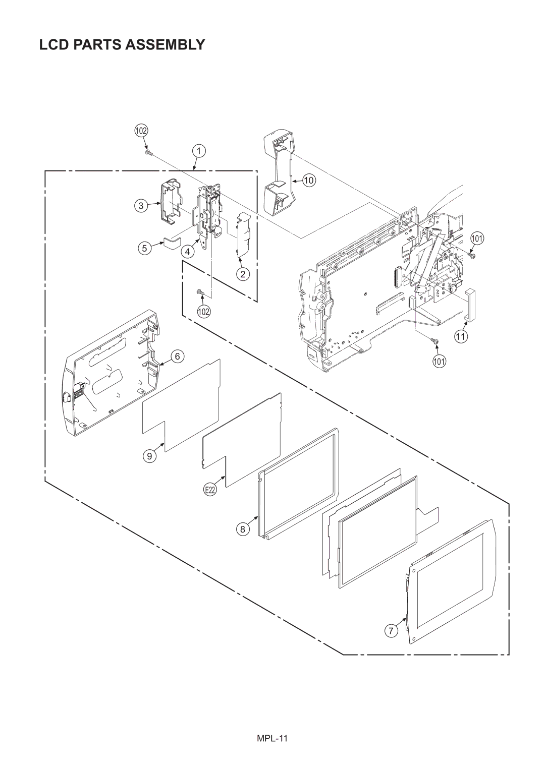 Panasonic AG-HMC151E manual LCD Parts Assembly 