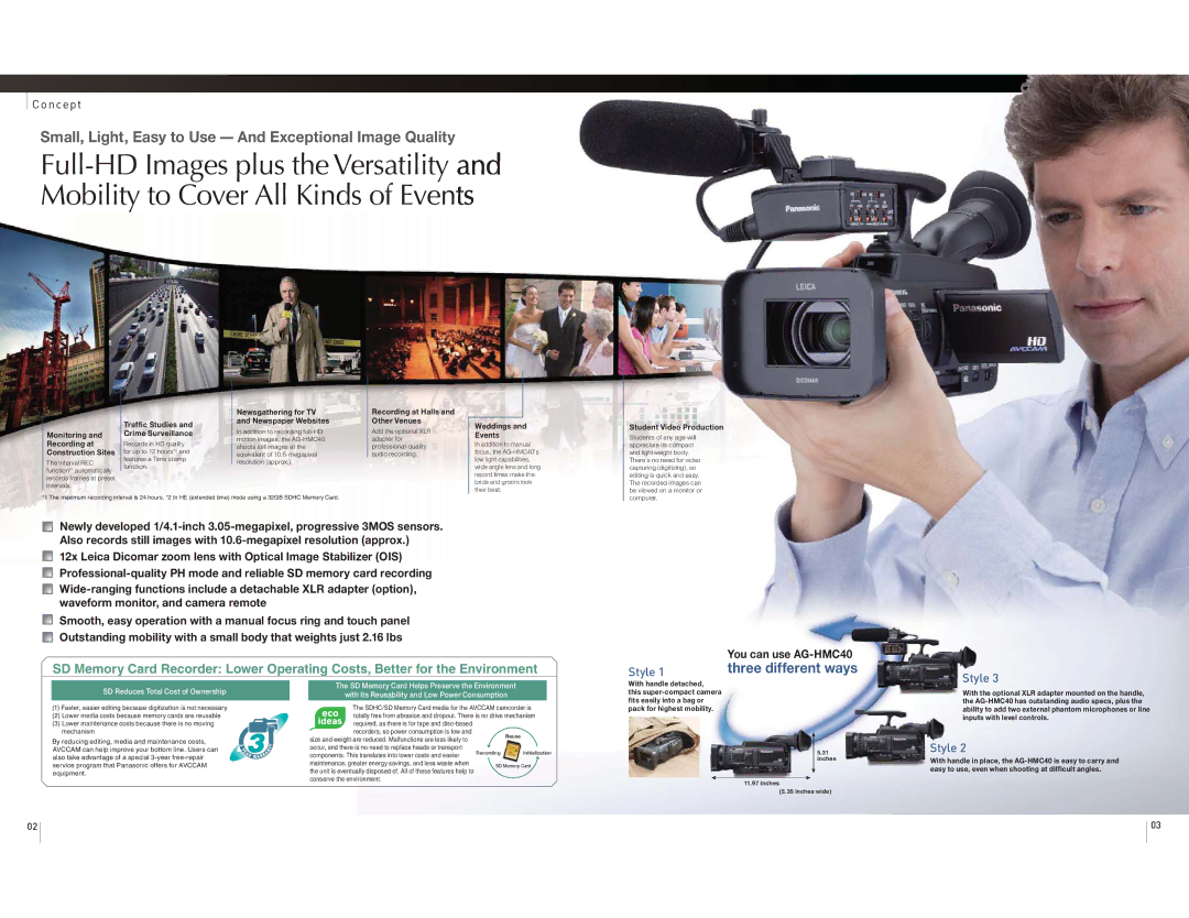 Panasonic AG-HMC40 manual Monitoring Recording at Construction Sites, Newsgathering for TV and Newspaper Websites 