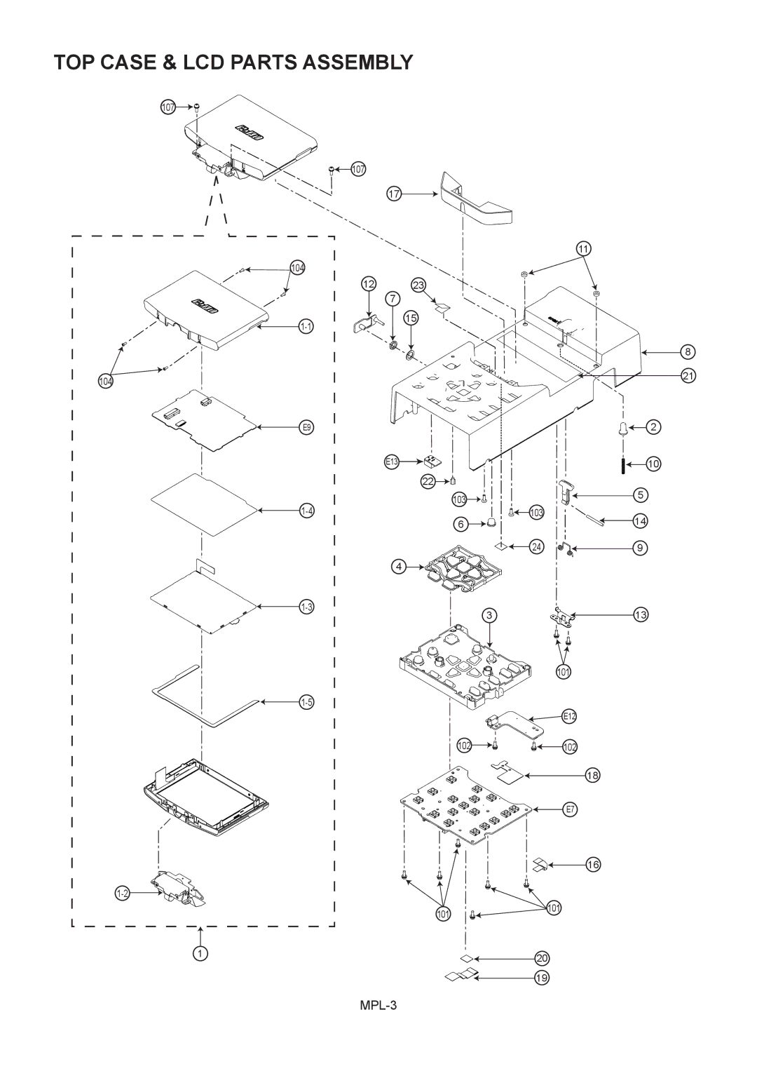 Panasonic AG-HPG10E, AG-HPG10MC manual TOP Case & LCD Parts Assembly 