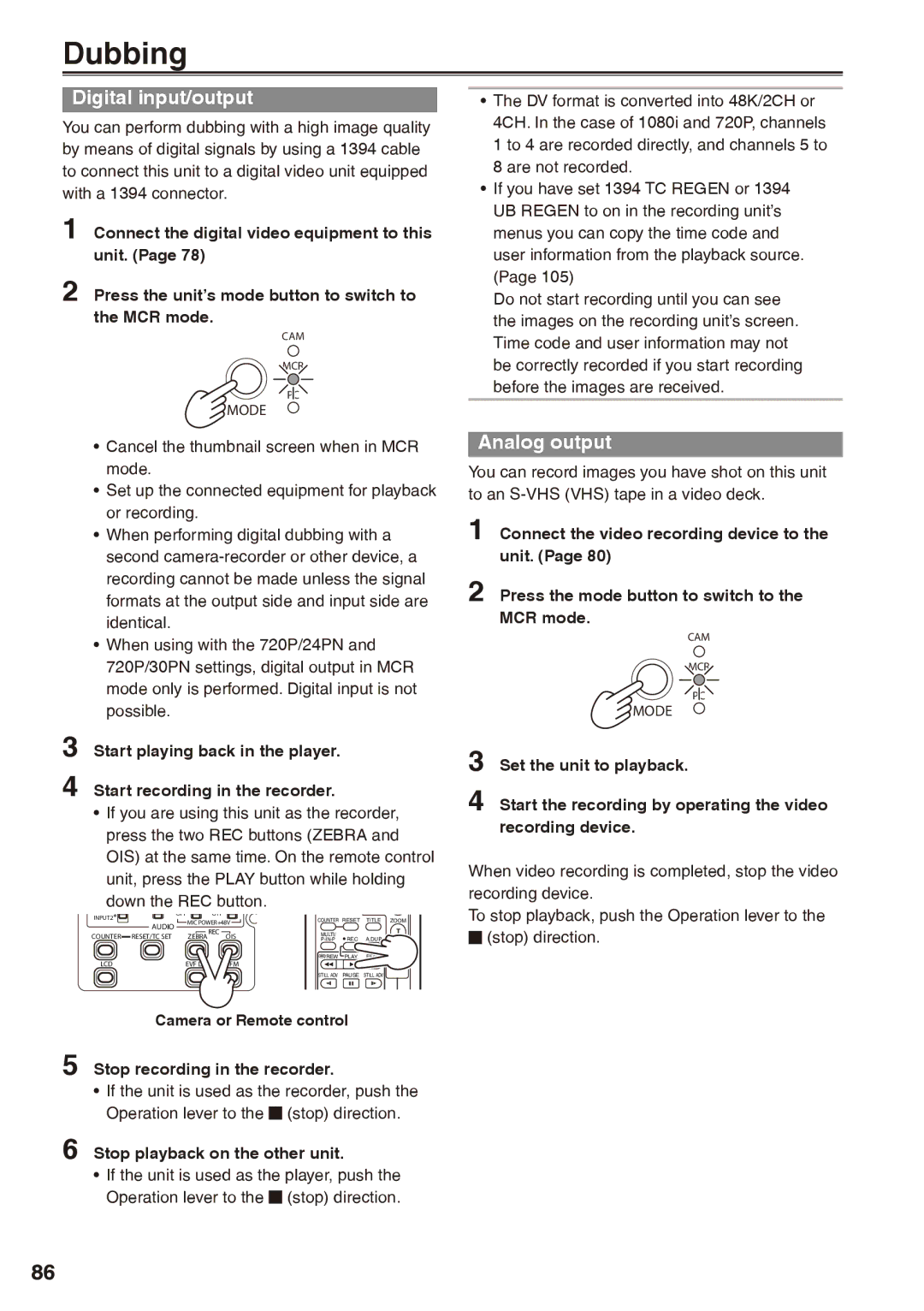 Panasonic AG-HPX170P operating instructions Stop recording in the recorder, Stop playback on the other unit 