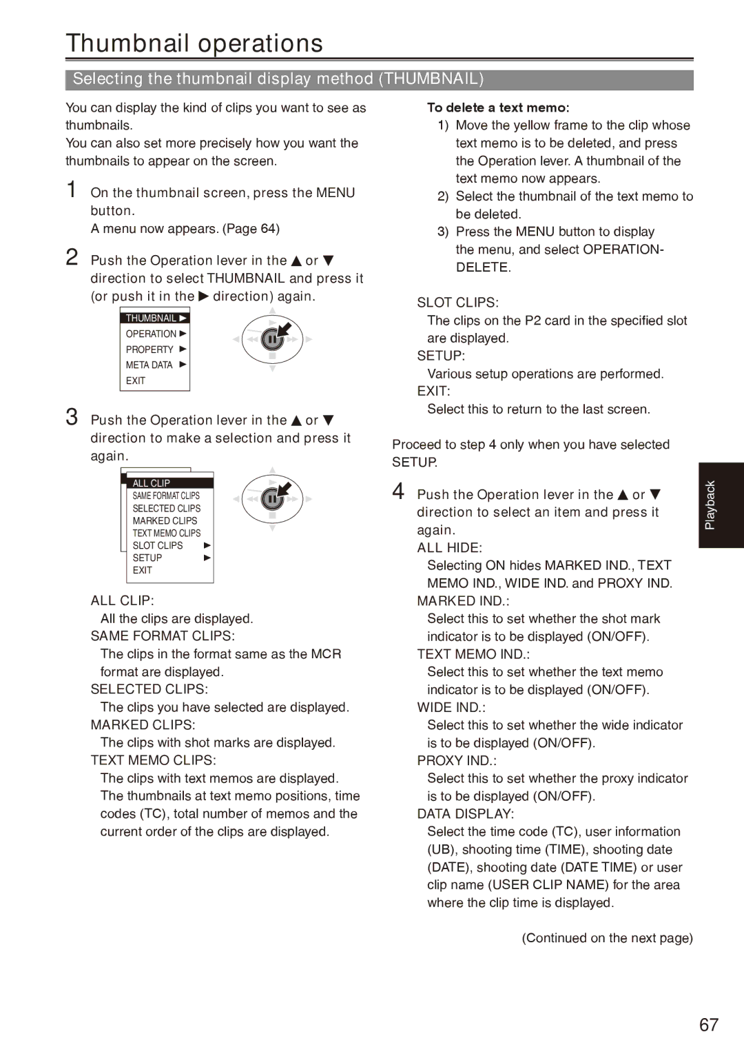 Panasonic AG-HPX170P operating instructions Thumbnail operations, Selecting the thumbnail display method Thumbnail 