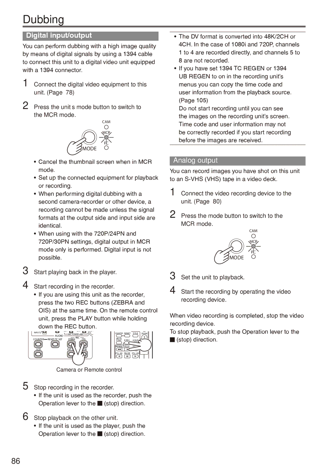 Panasonic AG-HPX170P operating instructions Stop recording in the recorder, Stop playback on the other unit 