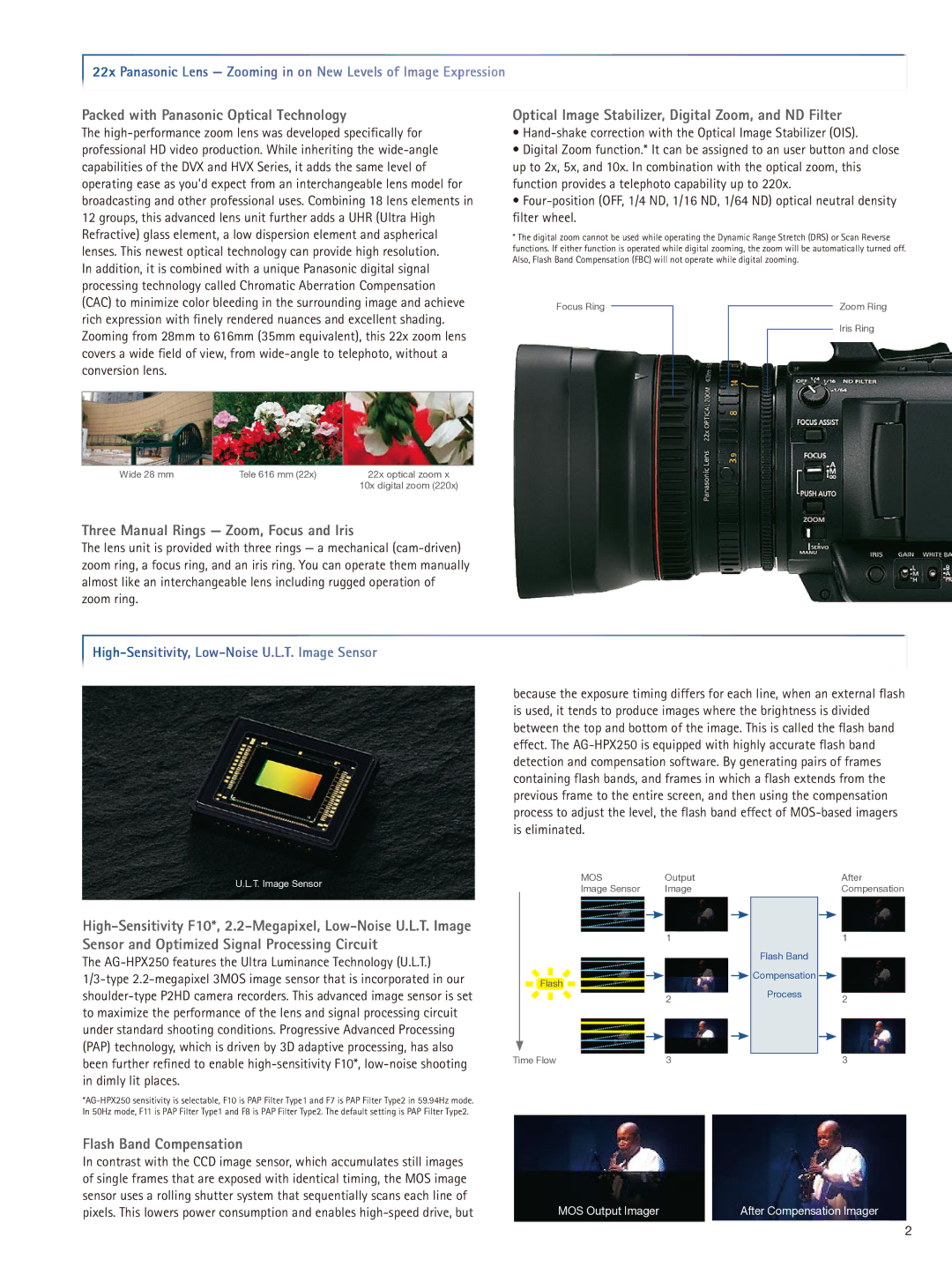 Panasonic AG-HPX250 manual Packed with Panasonic Optical Technology, Three Manual Rings Zoom, Focus and Iris 