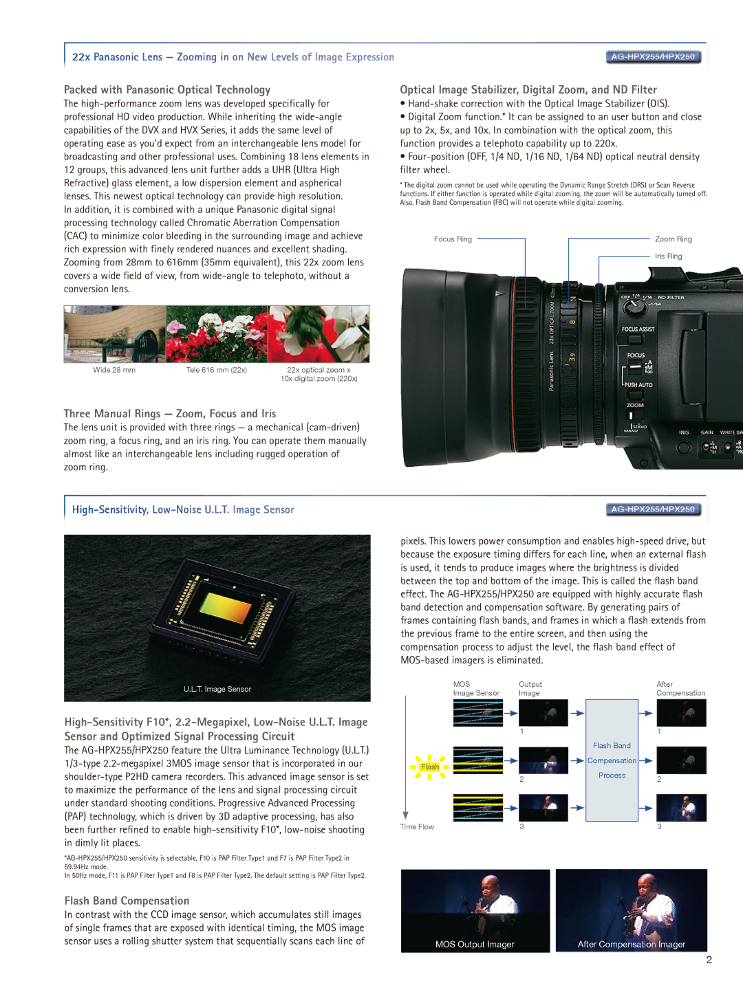 Panasonic AG-HPX250, AG-HPX255 manual Packed with Panasonic Optical Technology, Three Manual Rings Zoom, Focus and Iris 