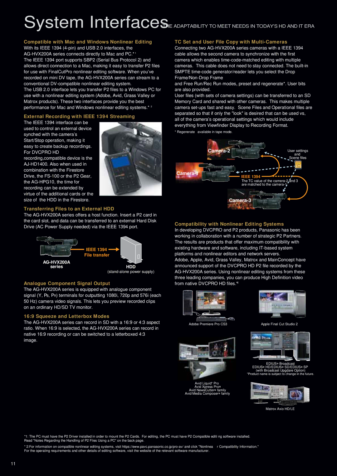 Panasonic AG-HVX200A manual Compatible with Mac and Windows Nonlinear Editing, External Recording with Ieee 1394 Streaming 