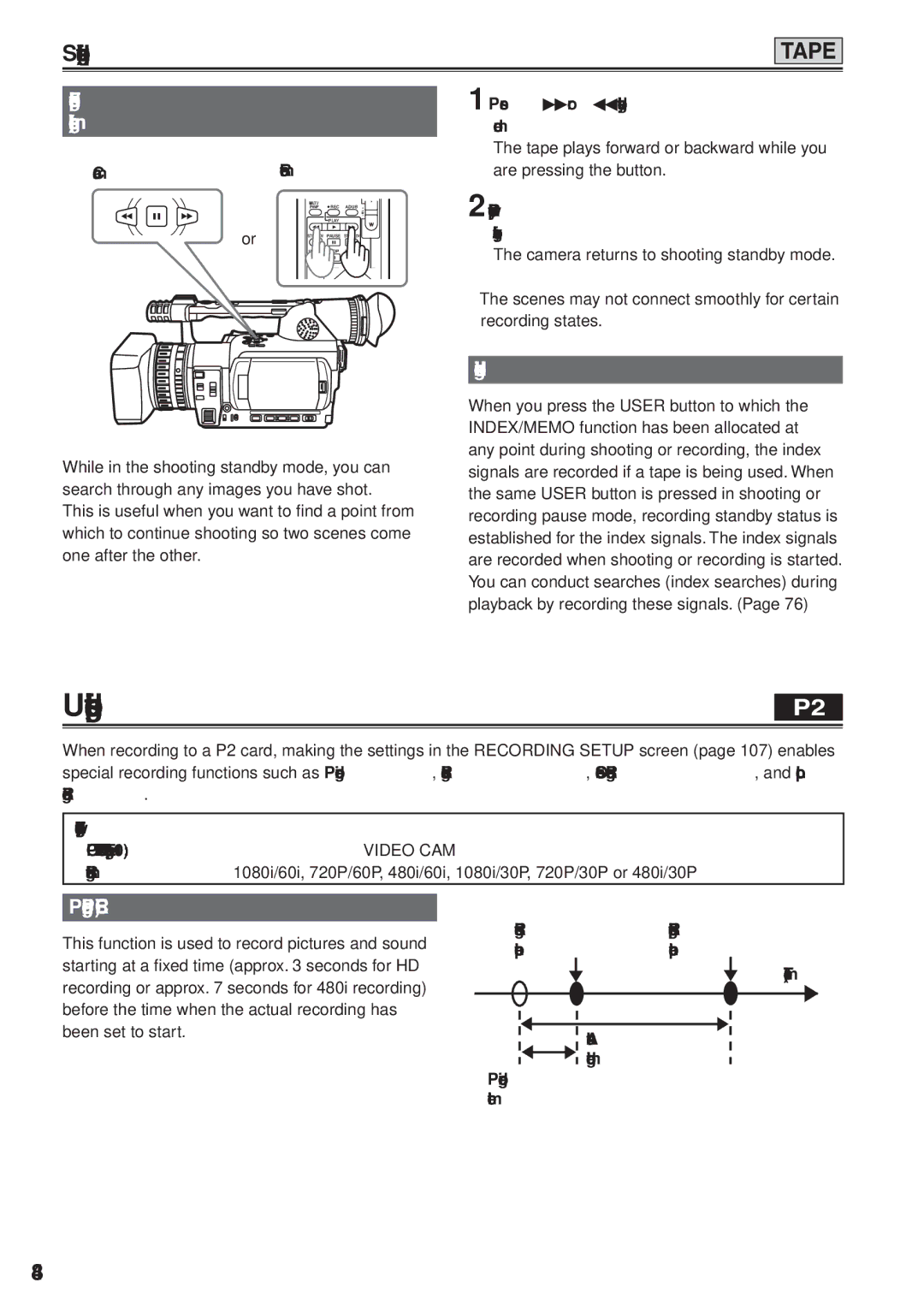 Panasonic AG-HVX200AP Using the special recording functions, Finding specific scenes image search, Index recording 