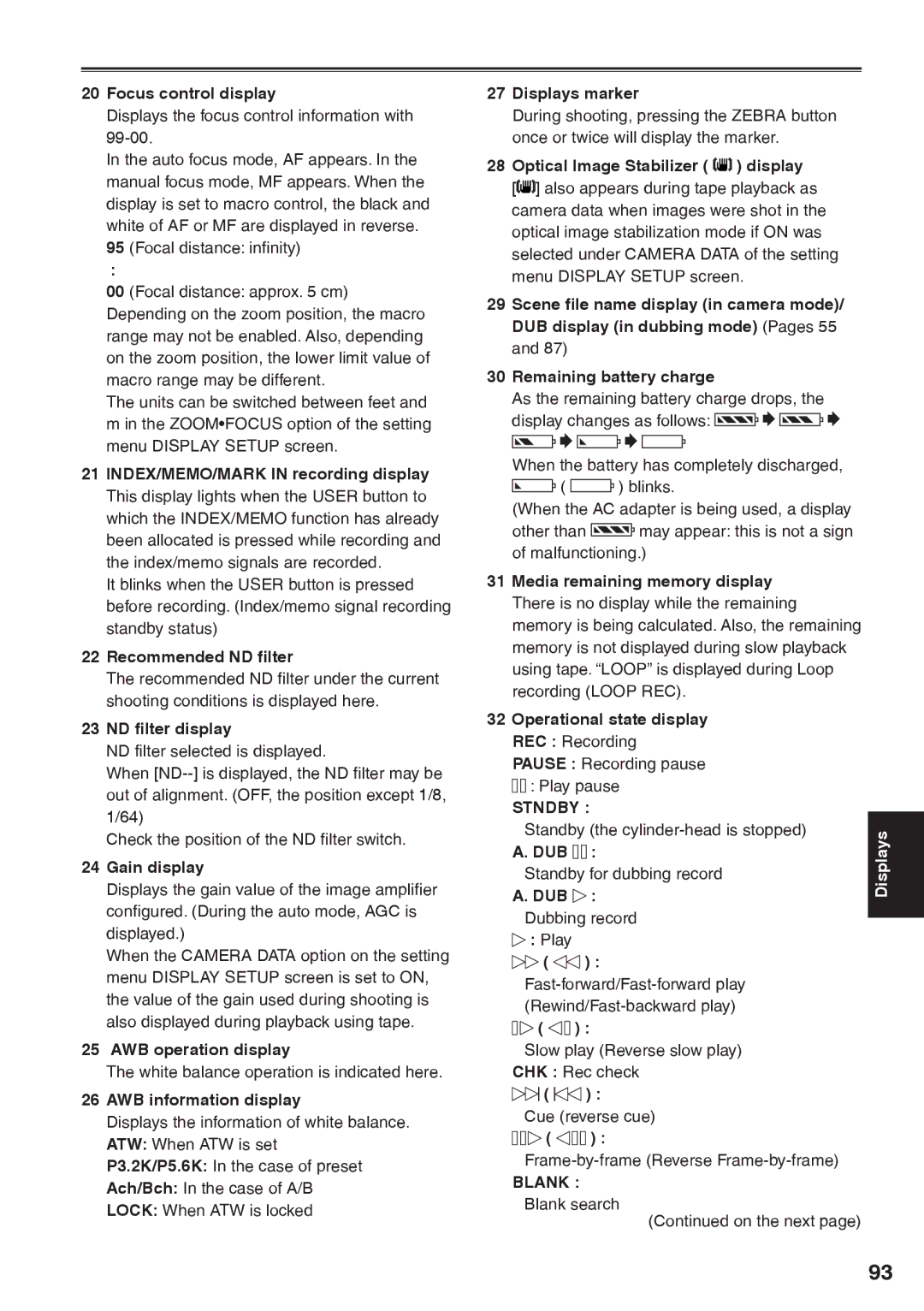 Panasonic AG-HVX200AP operating instructions Stndby, Blank 