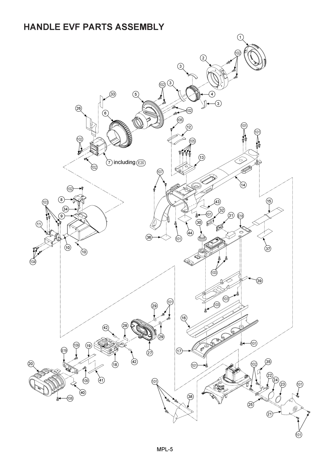 Panasonic AG-HVX202AEN manual Handle EVF Parts Assembly 