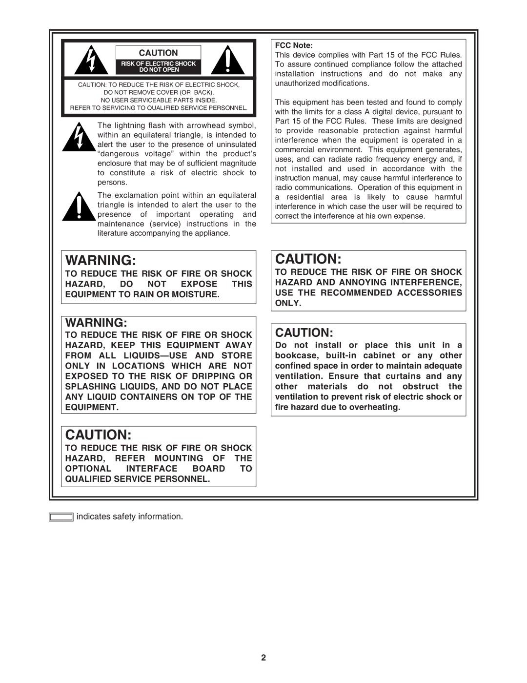 Panasonic AG-MX70 manual FCC Note 