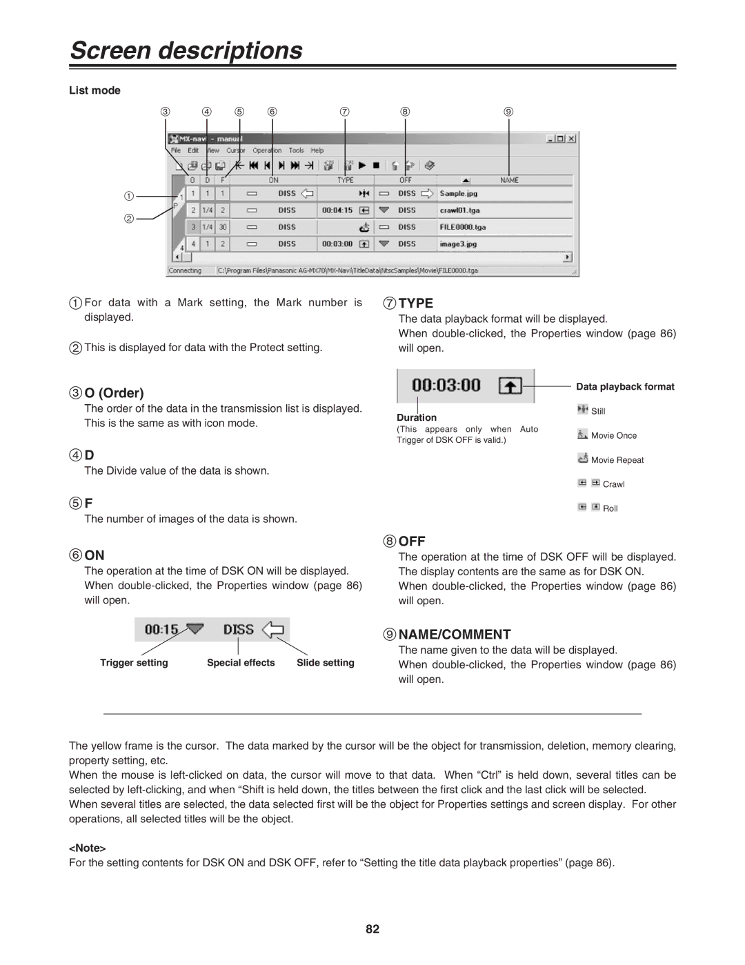 Panasonic AG-MX70 manual 9NAME/COMMENT 