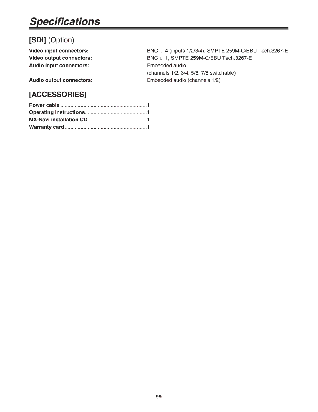 Panasonic AG-MX70 manual Accessories 