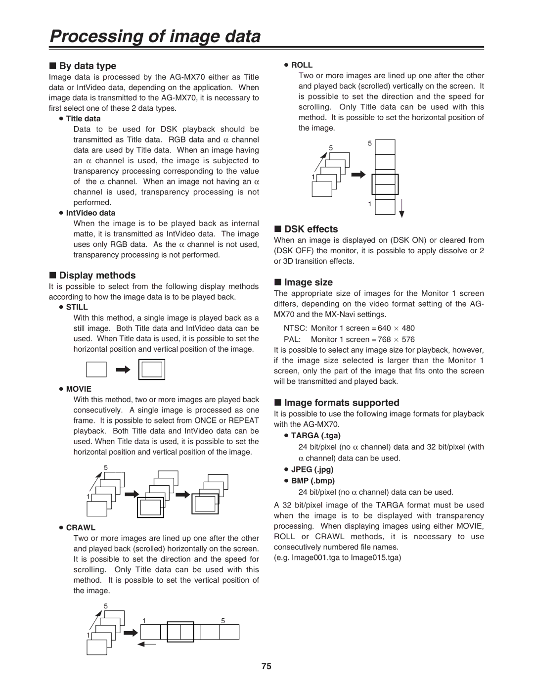 Panasonic AG-MX70P manual Processing of image data 