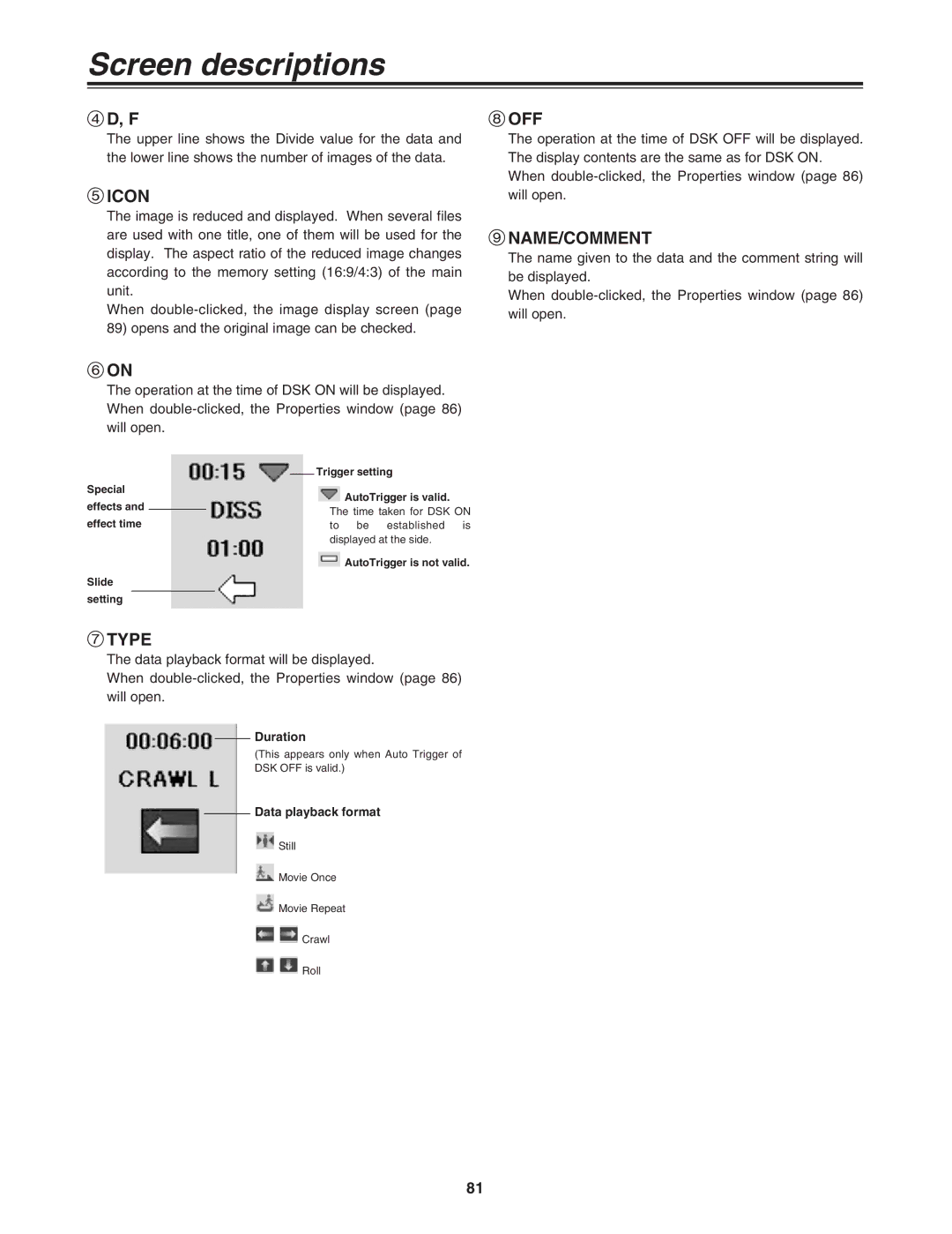 Panasonic AG-MX70P manual Duration, Data playback format 