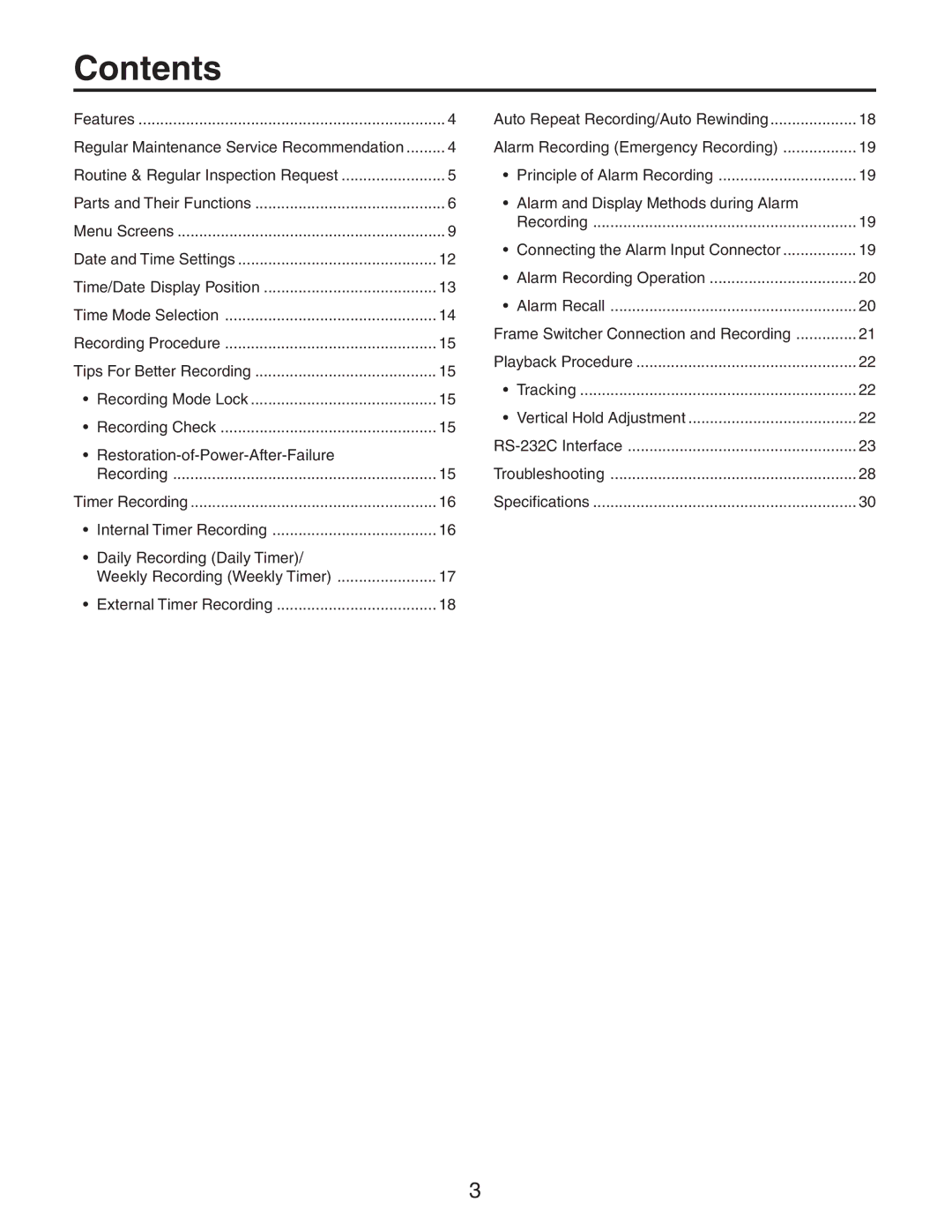 Panasonic AG-RT850P manual Contents 