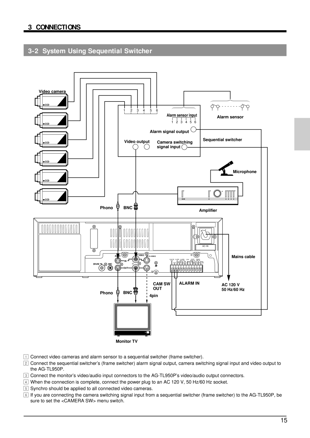 Panasonic AG-TL950 appendix Connections, System Using Sequential Switcher 