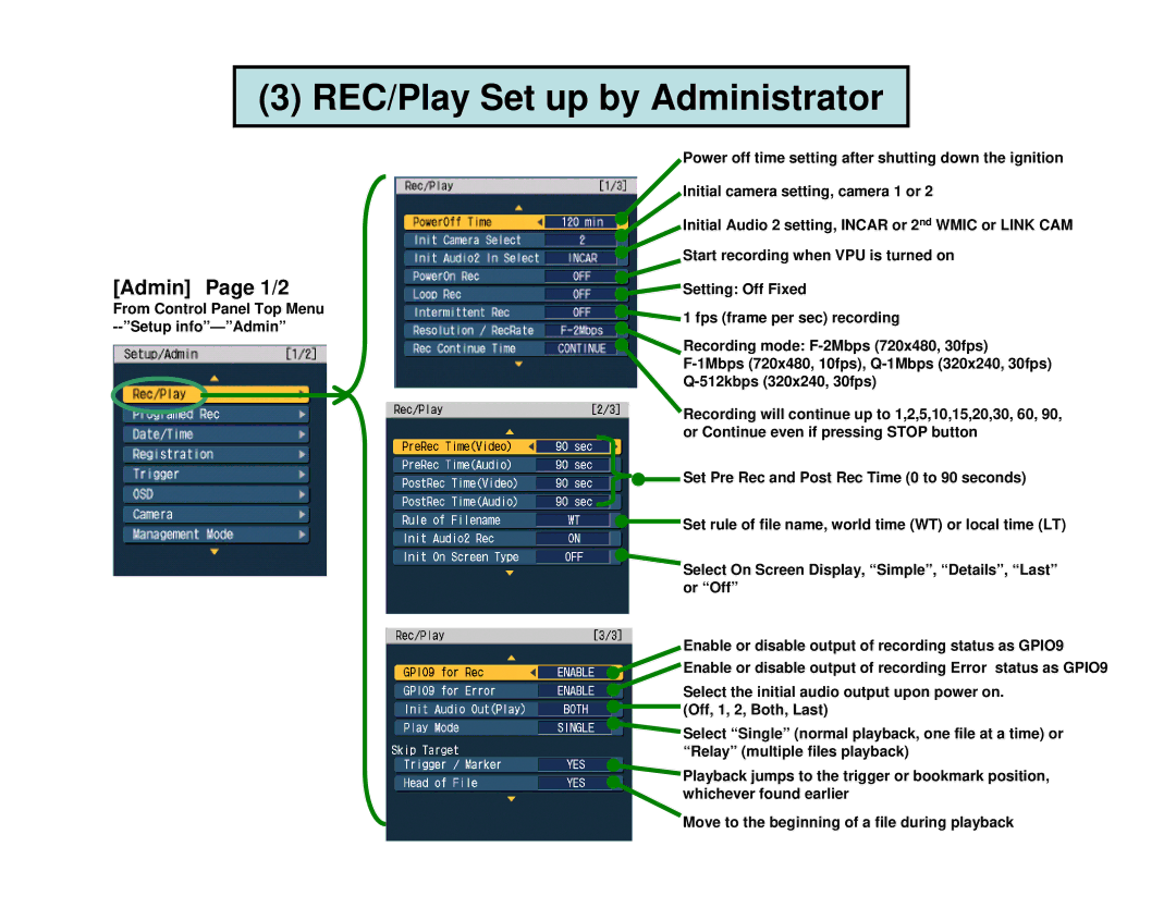 Panasonic AGCK10P manual REC/Play Set up by Administrator 