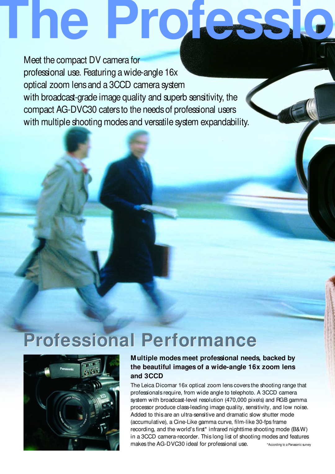 Panasonic AGDVC30E5 manual Professional Performance 